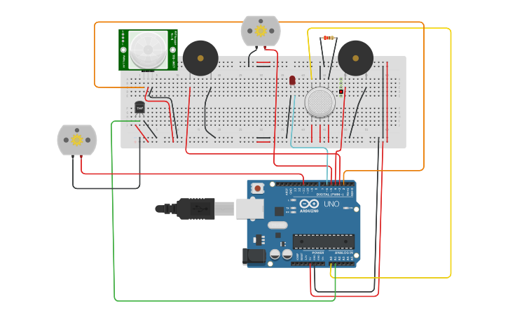Circuit design 3 sensors - Tinkercad