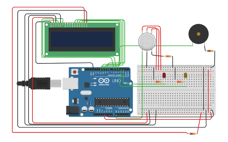 Circuit design Automatic gas detection | Tinkercad