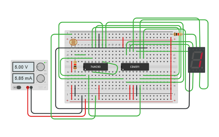 Circuit design 7 Segment Display - Tinkercad