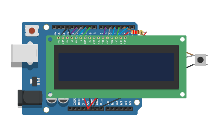 Circuit design Arduino LCD Game - Tinkercad
