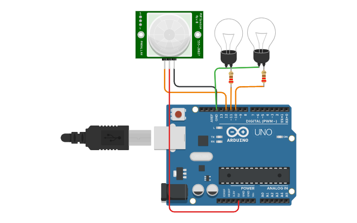 Circuit design Visitor counter with automatic lights - Tinkercad