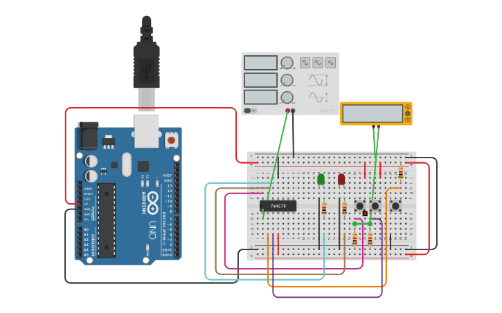 Circuit design Il FlipFlop JK-T ed Arduino | Tinkercad