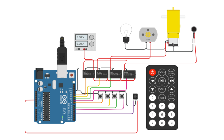Circuit design Arduino Based IR Remote and Manual Home Automation ...