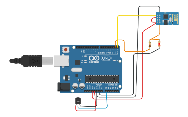 Circuit design Arduino temperature sensor - Tinkercad