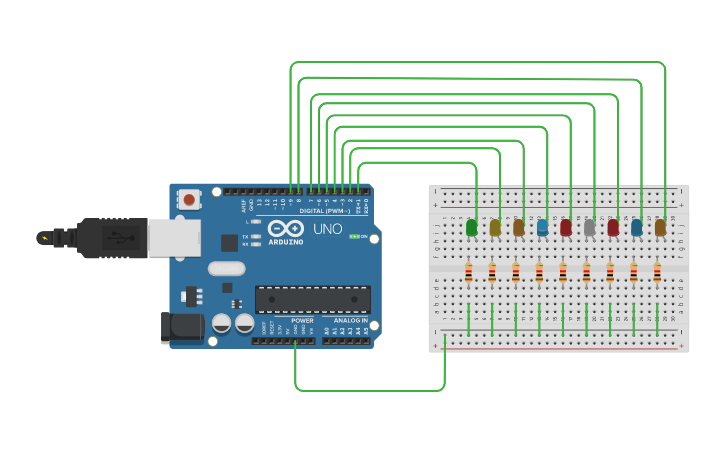 Circuit design LED Array - Tinkercad