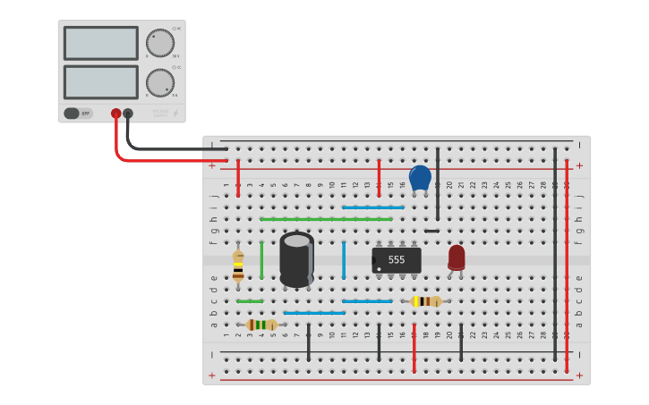 Circuit design Astable multivibrator using IC timer 555 - Tinkercad