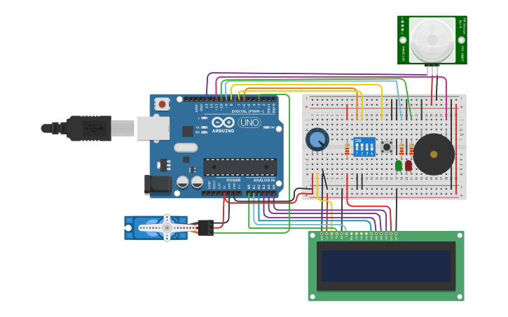Circuit design Sensor PIR Alarma Con Arduino Y Tinkercad - Tinkercad