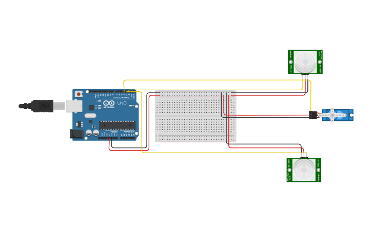 Circuit design open and close door - Tinkercad