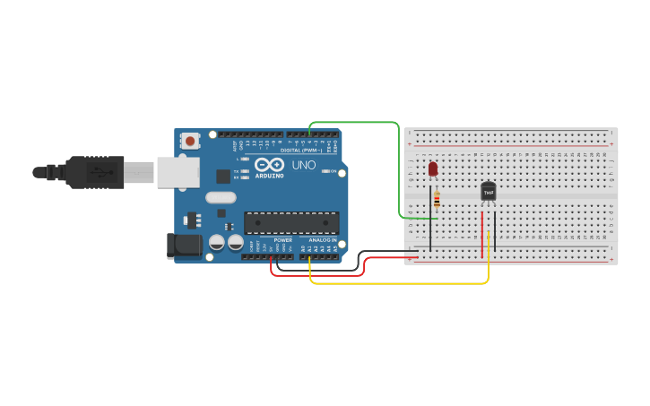 Circuit design Sensor de Temperatura TMP36 - Tinkercad