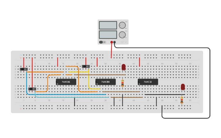 Circuit design FULL ADDER USING BASIC GATES | Tinkercad