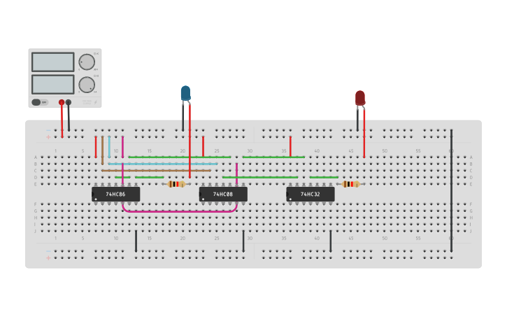 Circuit design Lab2 Q2 Full Adder | Tinkercad