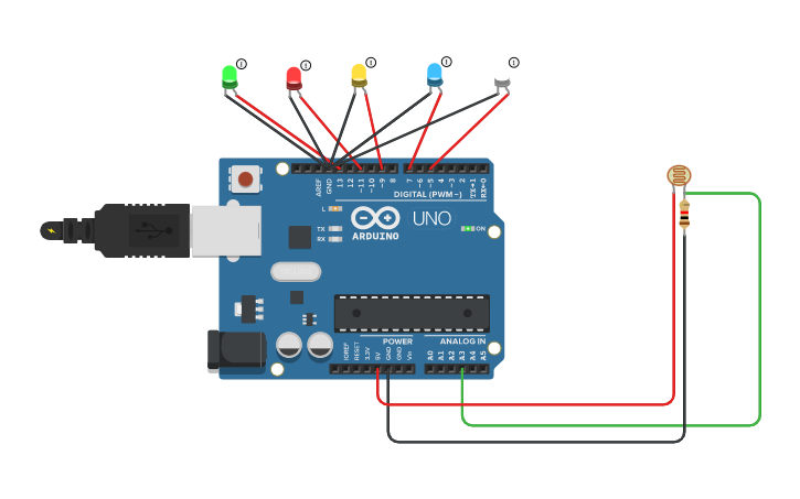 Circuit design โปรแกรม LDR กำหนดค่าแสงในการเปิด-ปิดไฟ 26 - Tinkercad