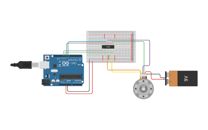 Circuit design Motor Stepper - Tinkercad