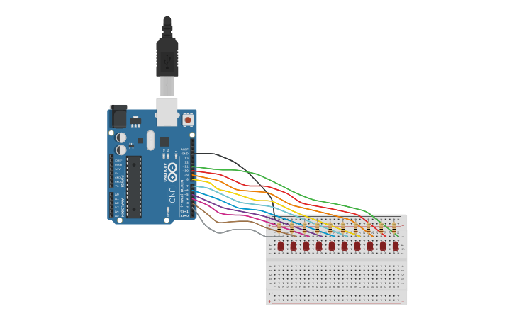 Circuit design Arduino FOR | Tinkercad