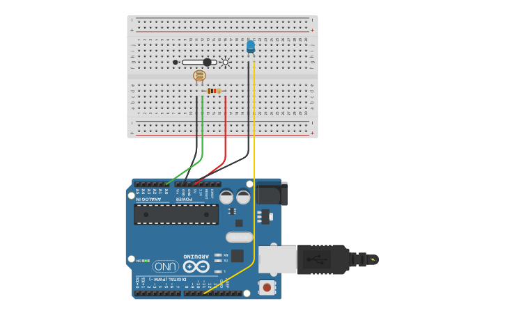 Circuit design LDR(Light Dependent Resistor) - Tinkercad