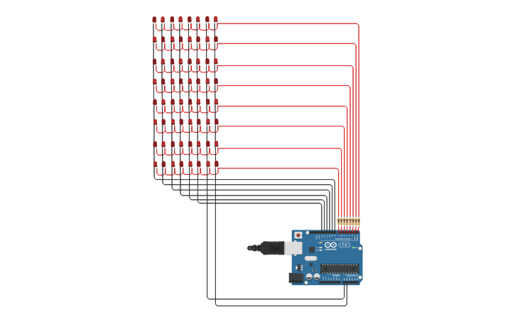 Circuit design LED matrix EX2 | Tinkercad