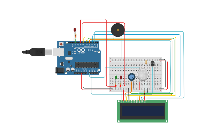 Circuit design Fire Alarm System | Tinkercad
