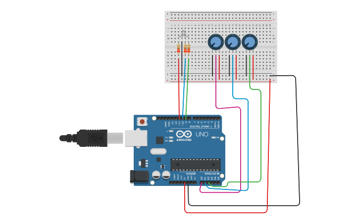 Circuit design led rgb (map) | Tinkercad