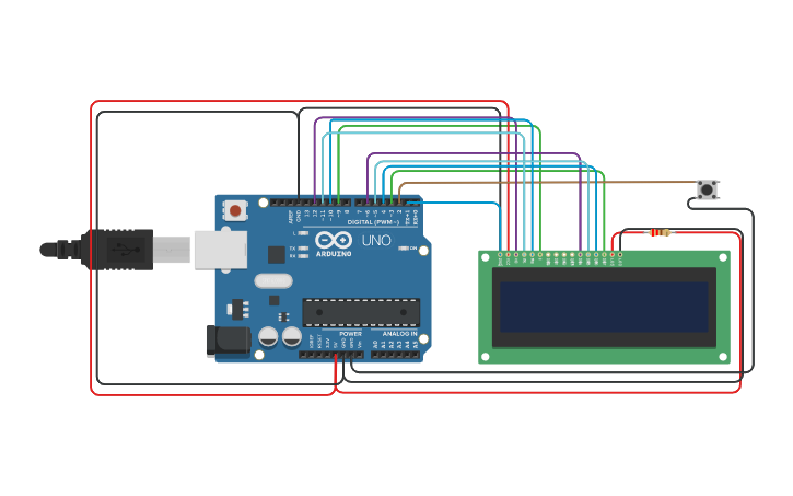 Circuit design LCD GAME - Tinkercad