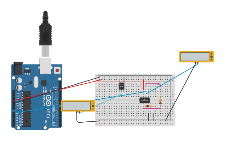 Circuit design Temp sensor | Tinkercad
