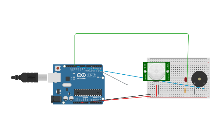 Circuit design Pir Sensor example | Tinkercad