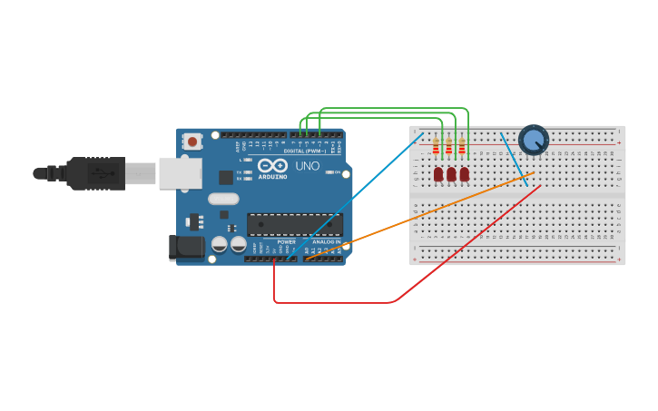 Circuit design потенціометр | Tinkercad