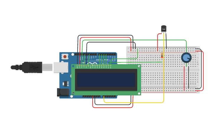 Circuit design Temperature measurement - Tinkercad