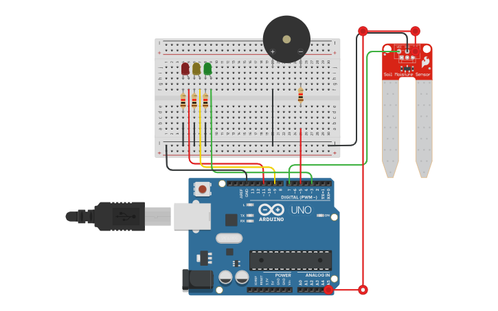 Circuit design Water Level Sensor - Tinkercad