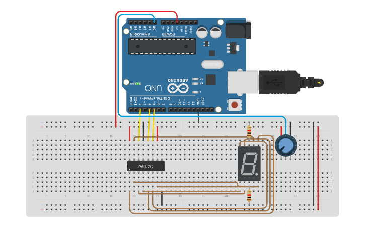 Circuit design contador con potenciometro - Tinkercad