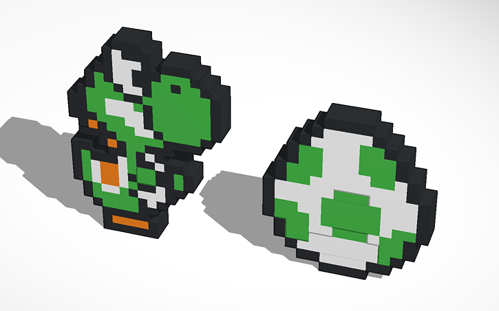 3D design pixelated Yoshi - Tinkercad