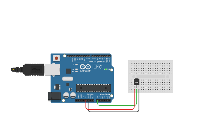 Circuit design Temperature sensor | Tinkercad
