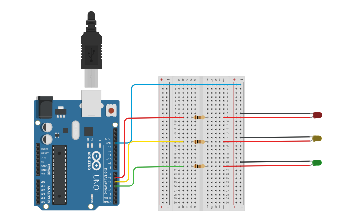 Circuit design Arduino Traffic Light - Tinkercad
