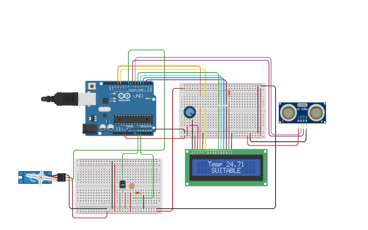 Circuit design Green House system - Tinkercad