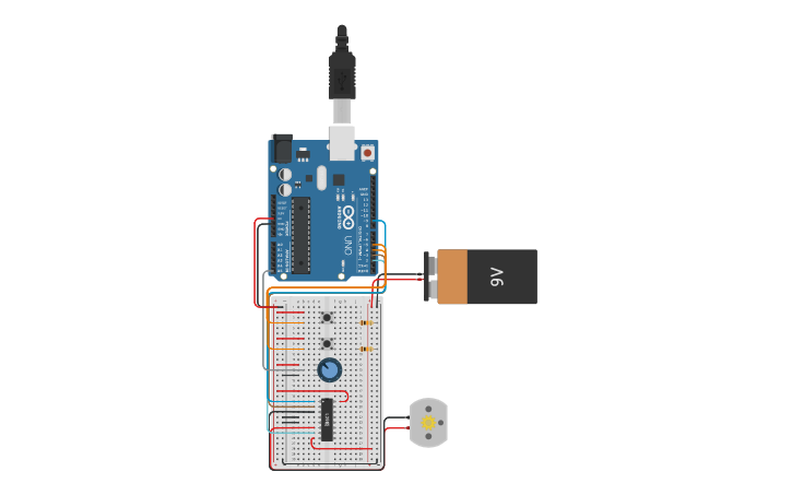 Circuit design DC Motor with H - Bridge - Tinkercad