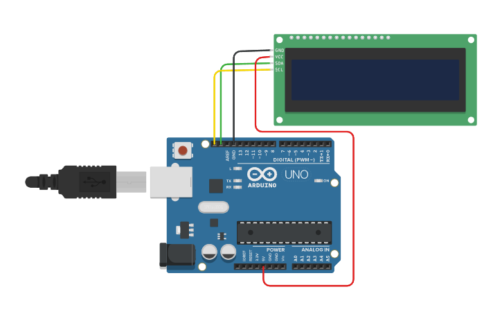 Circuit design Arduino + 2 LCD + I2C - Tinkercad