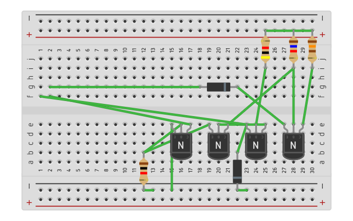 Circuit design TTL inverter Béta | Tinkercad