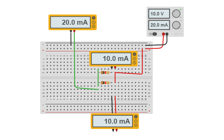 Circuit design Resistores em paralelo. | Tinkercad
