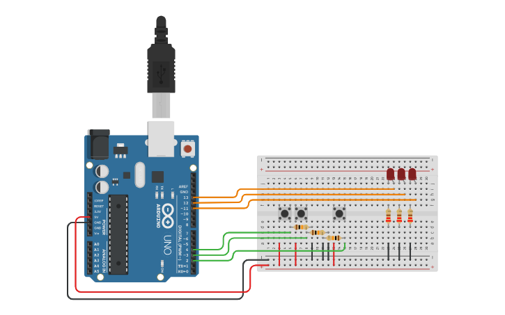 Circuit design Botão e LED aula3 | Tinkercad