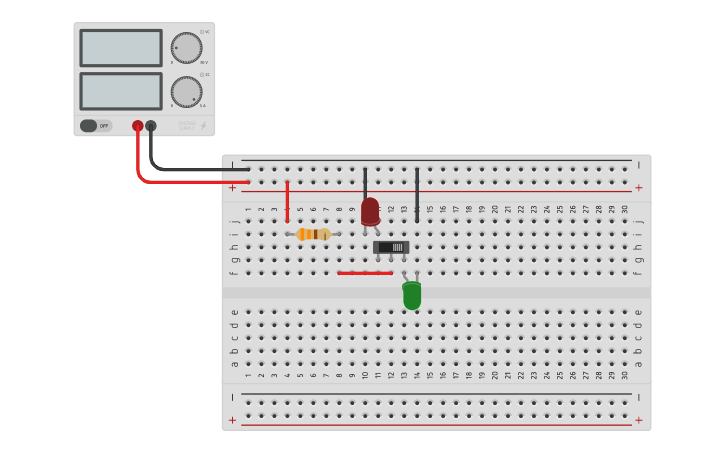 Circuit design Lab1-Slide switch, LED on breadboard - Tinkercad