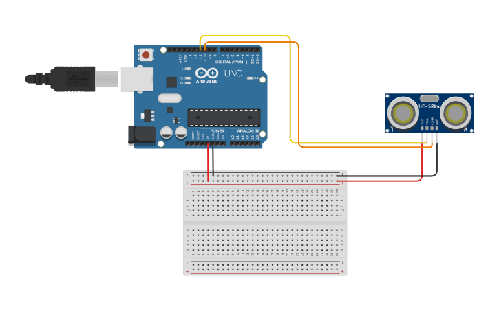 Circuit design Ultrasonic Sensor | Tinkercad