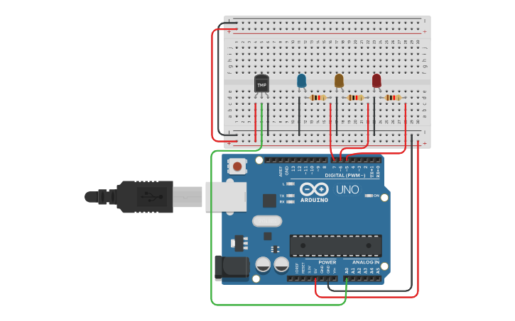 Circuit design Arduino Temperature Sensor - Tinkercad