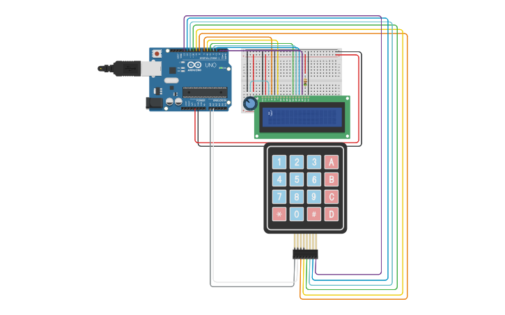 Circuit design LCD+Keyboard Arduino - Tinkercad