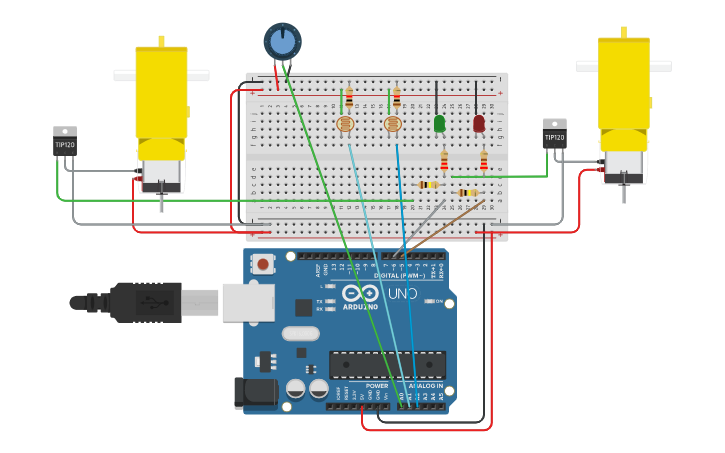 Circuit design LINE FOLLOWER - Tinkercad