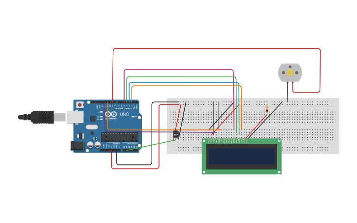 Circuit design Temperature based fan speed controller. B - Tinkercad