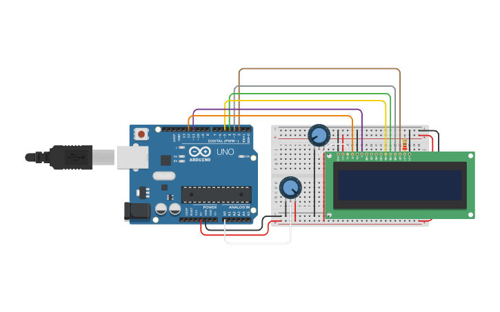 Circuit design LCD1602_connection | Tinkercad