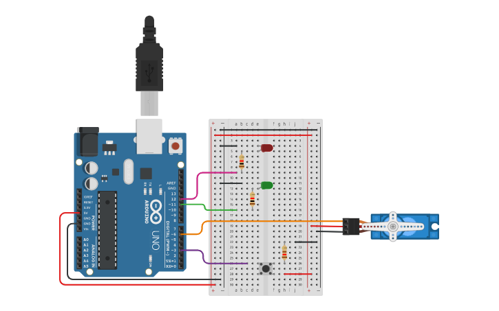 Circuit design Controle de Servo motor com Botão - Tinkercad