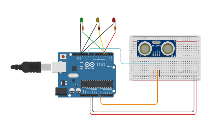 Circuit design Parktronic - Tinkercad
