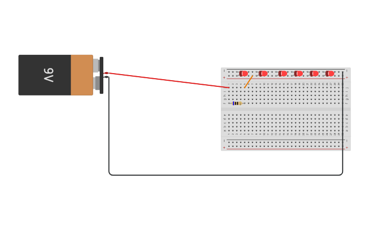 Circuit design 6 LED PARALLEL - Tinkercad