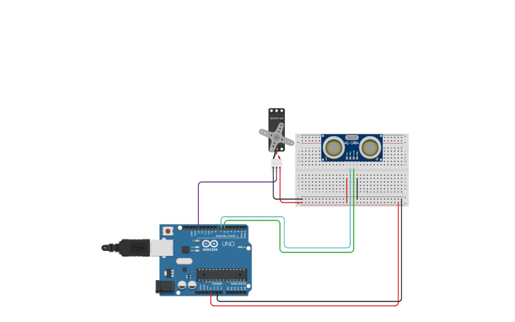 Circuit design Servo motor controlado mediante sensor ultrasónico(HC ...