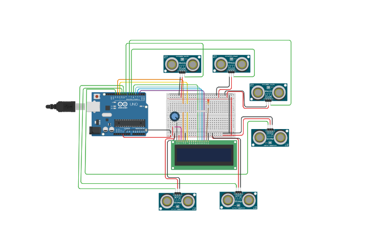Circuit design Smart Car Parking System - Tinkercad